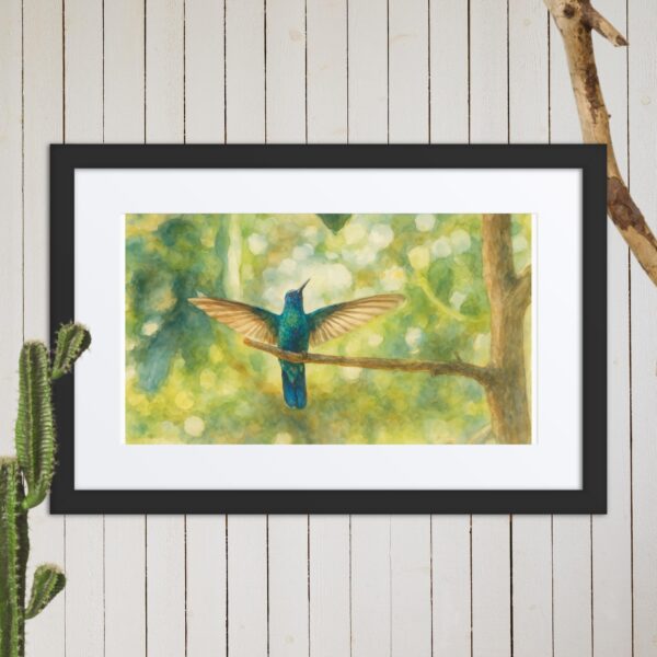 Framed poster, watercolor hummenbirds 03 - Image 7