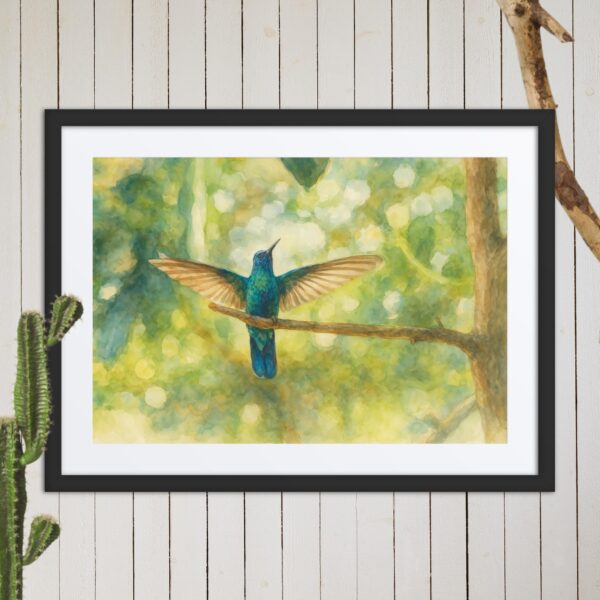 Framed poster, watercolor hummenbirds 03 - Image 3