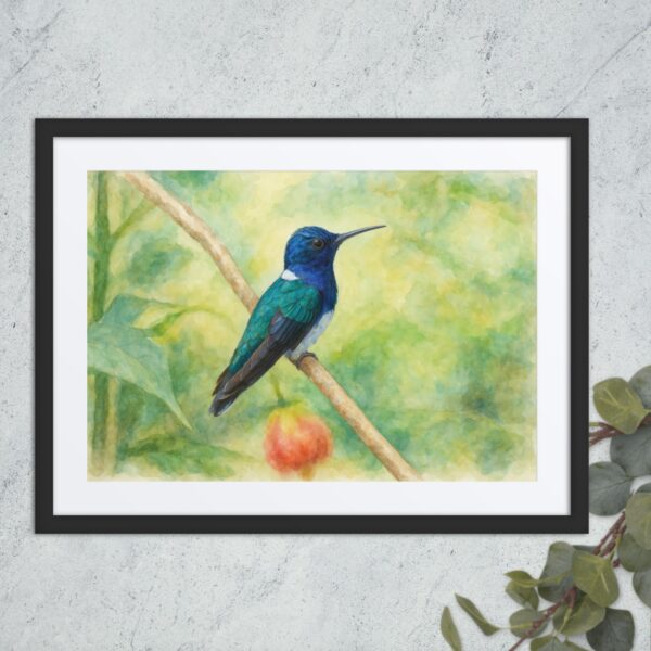 Framed poster, watercolor hummenbirds 04 - Image 3