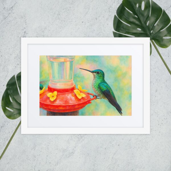 Framed poster, watercolor hummenbirds 02