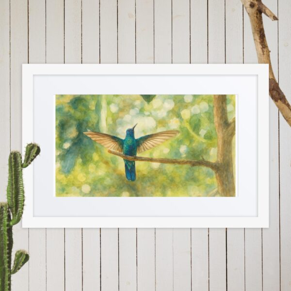 Framed poster, watercolor hummenbirds 03 - Image 6