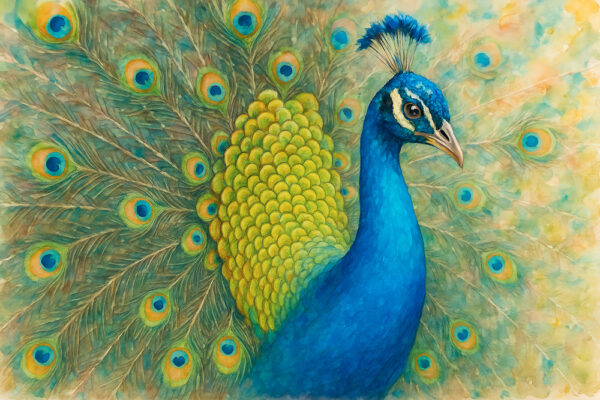 Watercolor Peacock Jigsaw Puzzle